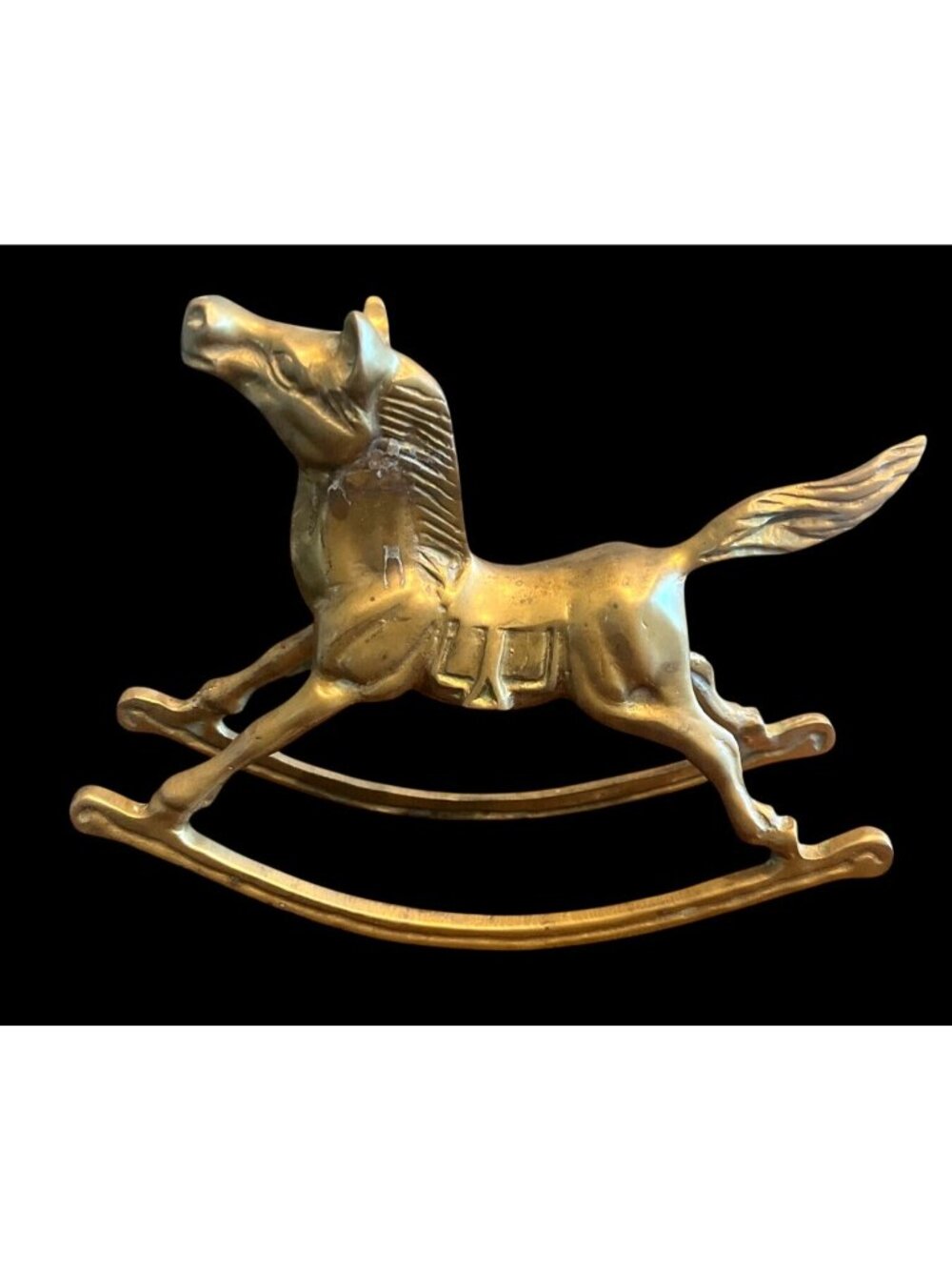 Vtg Solid Brass Rocking Horse Figurine Decorative Collectible 6" Mid-Century - Picture 4 of 6